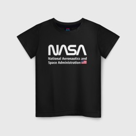 Детская футболка хлопок с принтом NASA , 100% хлопок | круглый вырез горловины, полуприлегающий силуэт, длина до линии бедер | alien | area 51 | nasa | space x | ufo | америка | американский | астронавт | звезды | земля | зона 51 | инопланетянин | космонавт | космос | луна | марс | наса | нло | планета | пришельцы | ракета | роскосмос | созвездие