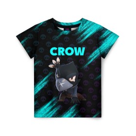 Детская футболка 3D с принтом Brawl Stars CROW , 100% гипоаллергенный полиэфир | прямой крой, круглый вырез горловины, длина до линии бедер, чуть спущенное плечо, ткань немного тянется | brawl | brawl stars | crow | leon | stars | бравл | бравл старс | браво старс | игра | компьютерная | кров | леон | онлайн | старс