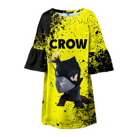 Детское платье 3D с принтом Brawl Stars CROW , 100% полиэстер | прямой силуэт, чуть расширенный к низу. Круглая горловина, на рукавах — воланы | brawl | brawl stars | crow | leon | stars | бравл | бравл старс | браво старс | игра | компьютерная | кров | леон | онлайн | старс