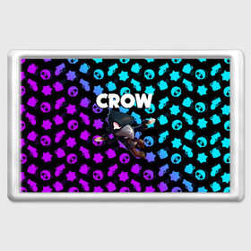 Магнит 45*70 с принтом BRAWL STARS CROW , Пластик | Размер: 78*52 мм; Размер печати: 70*45 | brawl stars | bull | colt | crow | leon | stars | берли | бо | брок | ворон | джесси | динамайк | дэррил | кольт | леон | мортис | нита | пайпер | пенни | поко | пэм | рикошет | спайк | фрэнк | шелли | эль примо