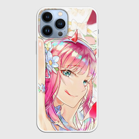 Чехол для iPhone 13 Pro Max с принтом ноль  два милая ,  |  | Тематика изображения на принте: 02 | anime | darling in the franxx | hiro | manga | zero two | аниме | ахегао | любимый во франксе | манга | милый во франксе | ноль два | хиро