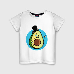 Детская футболка хлопок с принтом Mr. Avocado , 100% хлопок | круглый вырез горловины, полуприлегающий силуэт, длина до линии бедер | авокадо | еда | сеньор | сноб | усы | фрукты