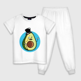 Детская пижама хлопок с принтом Mr. Avocado , 100% хлопок |  брюки и футболка прямого кроя, без карманов, на брюках мягкая резинка на поясе и по низу штанин
 | Тематика изображения на принте: авокадо | еда | сеньор | сноб | усы | фрукты
