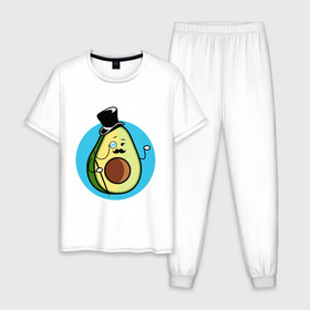 Мужская пижама хлопок с принтом Mr. Avocado , 100% хлопок | брюки и футболка прямого кроя, без карманов, на брюках мягкая резинка на поясе и по низу штанин
 | авокадо | еда | сеньор | сноб | усы | фрукты