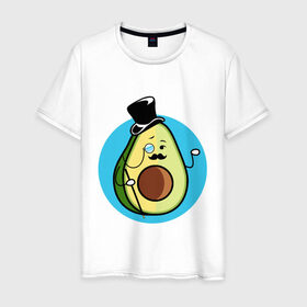 Мужская футболка хлопок с принтом Mr. Avocado , 100% хлопок | прямой крой, круглый вырез горловины, длина до линии бедер, слегка спущенное плечо. | Тематика изображения на принте: авокадо | еда | сеньор | сноб | усы | фрукты