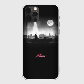 Чехол для iPhone 12 Pro Max с принтом Miami Black , Силикон |  | hotlinemimai | outrun | retrowave | synth | synthwave | горячая линия | звериная | классика | маска | маями | минимализм | фанат | чб | черно белая