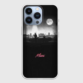 Чехол для iPhone 13 Pro с принтом Miami Black ,  |  | hotlinemimai | outrun | retrowave | synth | synthwave | горячая линия | звериная | классика | маска | маями | минимализм | фанат | чб | черно белая