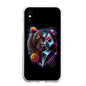 Чехол для iPhone XS Max матовый с принтом RETRO CYBER BEAR , Силикон | Область печати: задняя сторона чехла, без боковых панелей | hotline miami | neon | outrun | outrun electro | retro | retrowave | synth | synthwave | неон | ретро | хотлайн майами