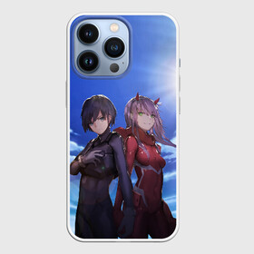 Чехол для iPhone 13 Pro с принтом ноль два небо ,  |  | 02 | anime | darling in the franxx | hiro | manga | zero two | аниме | ахегао | любимый во франксе | манга | милый во франксе | ноль два | хиро