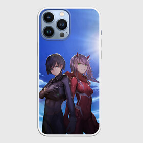 Чехол для iPhone 13 Pro Max с принтом ноль два небо ,  |  | 02 | anime | darling in the franxx | hiro | manga | zero two | аниме | ахегао | любимый во франксе | манга | милый во франксе | ноль два | хиро