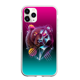 Чехол для iPhone 11 Pro матовый с принтом RETRO CYBER BEAR NEON , Силикон |  | hotline miami | neon | outrun | outrun electro | retro | retrowave | synth | synthwave | неон | ретро | хотлайн майами