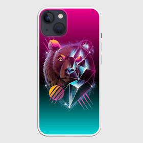 Чехол для iPhone 13 с принтом RETRO CYBER BEAR NEON ,  |  | hotline miami | neon | outrun | outrun electro | retro | retrowave | synth | synthwave | неон | ретро | хотлайн майами