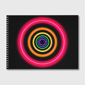 Альбом для рисования с принтом Neon , 100% бумага
 | матовая бумага, плотность 200 мг. | neon | абстрактно | абстрактный | абстракция | кругами | круги | круглая | круглый | круглыми | кружки | крушки | неон | неонка | неоновые | неоновый | светящийся | яркий