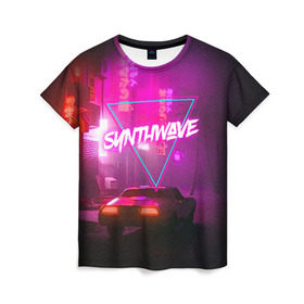 Женская футболка 3D с принтом SYNTHWAVE / RETROWAVE , 100% полиэфир ( синтетическое хлопкоподобное полотно) | прямой крой, круглый вырез горловины, длина до линии бедер | hotline miami | neon | new retro wave | outrun | outrun electro | retro | retrowave | synth | synthwave | неон | ретро | хотлайн майами