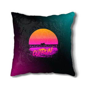 Подушка 3D с принтом OUTRUN RETROWAVE , наволочка – 100% полиэстер, наполнитель – холлофайбер (легкий наполнитель, не вызывает аллергию). | состоит из подушки и наволочки. Наволочка на молнии, легко снимается для стирки | hotline miami | neon | new retro wave | outrun | outrun electro | retro | retrowave | synth | synthwave | неон | ретро | хотлайн майами