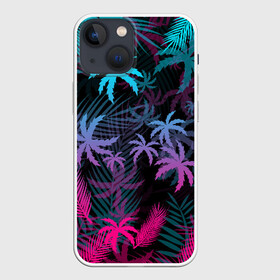Чехол для iPhone 13 mini с принтом НЕОНОВЫЕ ПАЛЬМЫ | NEON PALMS ,  |  | hotline miami | neon | new retro wave | outrun | outrun electro | palmen | retro | retrowave | summer | synth | synthwave | tropical | лето | неон | пальмы | ретро | тропики | хотлайн майами