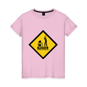 Женская футболка хлопок с принтом Coding in progress , 100% хлопок | прямой крой, круглый вырез горловины, длина до линии бедер, слегка спущенное плечо | админ | айтишник | ит | кодер | программист | психанул | сисадмин