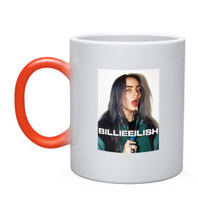 Кружка хамелеон с принтом BILLIE EILISH , керамика | меняет цвет при нагревании, емкость 330 мл | bilie | billi | billie | eilish | eillish | elish | ellish | айлиш | алиш | били | билли | эйлиш | элиш