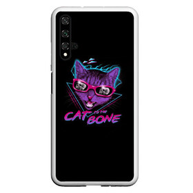 Чехол для Honor 20 с принтом Cat To The Bone , Силикон | Область печати: задняя сторона чехла, без боковых панелей | Тематика изображения на принте: 80 | bone | bones | cat | cyber | game | hotline | hotlinemiami | maiami | music | outrun | retro | retrowave | skull | synth | synthwave | игра | кибер | кот | кошка | ретро | череп