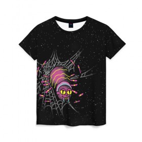 Женская футболка 3D с принтом SPIDER MORTY , 100% полиэфир ( синтетическое хлопкоподобное полотно) | прямой крой, круглый вырез горловины, длина до линии бедер | bat rick | spider morty | vdgerir | морти | паук морти | рик | рик и морти