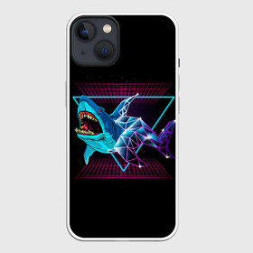 Чехол для iPhone 13 с принтом Shark ,  |  | 80 | cyber | dark | game | hotline | hotlinemiami | maiami | moon | music | outrun | retro | retrowave | shark | synth | synthwave | акула | игра | кибер | луна | море | ночь | океан | ретро