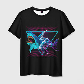 Мужская футболка 3D с принтом Shark , 100% полиэфир | прямой крой, круглый вырез горловины, длина до линии бедер | Тематика изображения на принте: 80 | cyber | dark | game | hotline | hotlinemiami | maiami | moon | music | outrun | retro | retrowave | shark | synth | synthwave | акула | игра | кибер | луна | море | ночь | океан | ретро