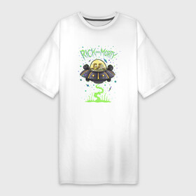 Платье-футболка хлопок с принтом Rick and Morty on a spaceship ,  |  | spaceship | vdgerir | космический корабль | нло | тарелка