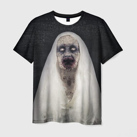 Мужская футболка 3D с принтом Страшный призрак , 100% полиэфир | прямой крой, круглый вырез горловины, длина до линии бедер | Тематика изображения на принте: halloween | horror | бабка | приведение | призрак | пятница 13 | страшилки | страшная бабка | страшно | ужасы | хоррор | хэллоуин