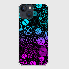 Чехол для iPhone 13 mini с принтом EXO BAND LOGOBOMBING ,  |  | Тематика изображения на принте: d.o. | exo | exo band | exo k | exo m | пэкхён | чен | эхо