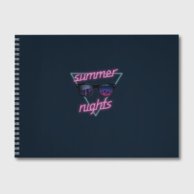 Альбом для рисования с принтом Summer Nights , 100% бумага
 | матовая бумага, плотность 200 мг. | 80 | cyber | game | hotline | hotlinemiami | maiami | music | nights | outrun | retro | retrowave | summer | synth | synthwave | игра | кибер | лето | ночь | ретро