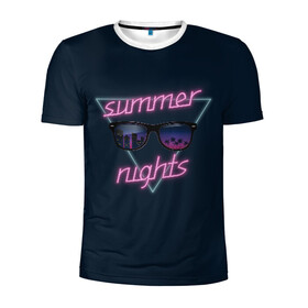 Мужская футболка 3D спортивная с принтом Summer Nights , 100% полиэстер с улучшенными характеристиками | приталенный силуэт, круглая горловина, широкие плечи, сужается к линии бедра | 80 | cyber | game | hotline | hotlinemiami | maiami | music | nights | outrun | retro | retrowave | summer | synth | synthwave | игра | кибер | лето | ночь | ретро