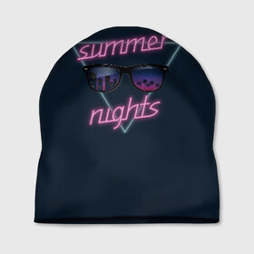 Шапка 3D с принтом Summer Nights , 100% полиэстер | универсальный размер, печать по всей поверхности изделия | 80 | cyber | game | hotline | hotlinemiami | maiami | music | nights | outrun | retro | retrowave | summer | synth | synthwave | игра | кибер | лето | ночь | ретро