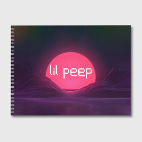 Альбом для рисования с принтом lil peep(Logo) , 100% бумага
 | матовая бумага, плотность 200 мг. | cry baby | lil peep | logo | rap | заход солнца | знаменитости. эмо | известный исполнитель | неон | пип | редактируемое лого | реп | розоватый оттенок | рок | рэп | яркий фон