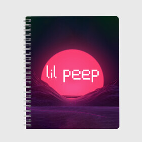 Тетрадь с принтом lil peep(Logo) , 100% бумага | 48 листов, плотность листов — 60 г/м2, плотность картонной обложки — 250 г/м2. Листы скреплены сбоку удобной пружинной спиралью. Уголки страниц и обложки скругленные. Цвет линий — светло-серый
 | cry baby | lil peep | logo | rap | заход солнца | знаменитости. эмо | известный исполнитель | неон | пип | редактируемое лого | реп | розоватый оттенок | рок | рэп | яркий фон