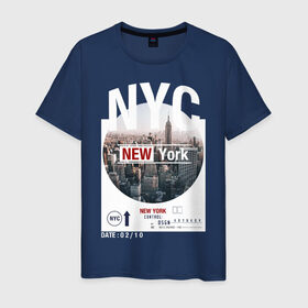 Мужская футболка хлопок с принтом New York City , 100% хлопок | прямой крой, круглый вырез горловины, длина до линии бедер, слегка спущенное плечо. | Тематика изображения на принте: new york | usa | америка | города | нью йорк | страны | сша | туризм | туристические