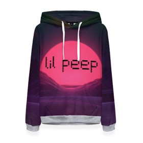 Женская толстовка 3D с принтом lil peep(Black Logo) , 100% полиэстер  | двухслойный капюшон со шнурком для регулировки, мягкие манжеты на рукавах и по низу толстовки, спереди карман-кенгуру с мягким внутренним слоем. | cry baby | lil peep | logo | rap | заход солнца | знаменитости. эмо | известный исполнитель | неон | пип | редактируемое лого | реп | розоватый оттенок | рок | рэп | яркий фон