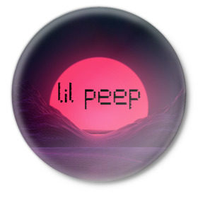 Значок с принтом lil peep(Black Logo) ,  металл | круглая форма, металлическая застежка в виде булавки | Тематика изображения на принте: cry baby | lil peep | logo | rap | заход солнца | знаменитости. эмо | известный исполнитель | неон | пип | редактируемое лого | реп | розоватый оттенок | рок | рэп | яркий фон