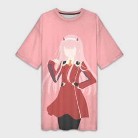 Платье-футболка 3D с принтом ноль два минимал ,  |  | 02 | anime | darling in the franxx | hiro | manga | zero two | аниме | ахегао | любимый во франксе | манга | милый во франксе | ноль два | хиро
