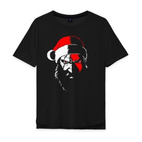 Мужская футболка хлопок Oversize с принтом Santa Kratos , 100% хлопок | свободный крой, круглый ворот, “спинка” длиннее передней части | 20 | 2020 | christmas | claus | god | kratos | merry | new | of | santa | war | year | бог | войны | год | дед | клаус | кратос | мороз | новый | новый год | праздник | рождество | санта | хипстер