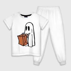 Детская пижама хлопок с принтом Призрак , 100% хлопок |  брюки и футболка прямого кроя, без карманов, на брюках мягкая резинка на поясе и по низу штанин
 | ghost | приведение | призрак