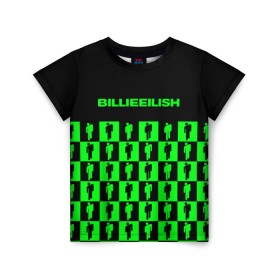 Детская футболка 3D с принтом BILLIE EILISH , 100% гипоаллергенный полиэфир | прямой крой, круглый вырез горловины, длина до линии бедер, чуть спущенное плечо, ткань немного тянется | be | billie | billie eilish | blohsh | ghoul | билли | билли айлиш