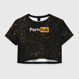 Женская футболка Cropp-top с принтом PornHub , 100% полиэстер | круглая горловина, длина футболки до линии талии, рукава с отворотами | Тематика изображения на принте: hub | хаб