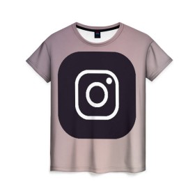 Женская футболка 3D с принтом instagram(logo and background) , 100% полиэфир ( синтетическое хлопкоподобное полотно) | прямой крой, круглый вырез горловины, длина до линии бедер | instagram | logo | инстаграм | лого | мягкие цвета | приложение | простая картинка | фотоаппарат | черная картинка | черный | черный значок | черный цвет