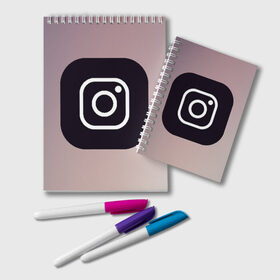 Блокнот с принтом instagram(logo and background) , 100% бумага | 48 листов, плотность листов — 60 г/м2, плотность картонной обложки — 250 г/м2. Листы скреплены удобной пружинной спиралью. Цвет линий — светло-серый
 | Тематика изображения на принте: instagram | logo | инстаграм | лого | мягкие цвета | приложение | простая картинка | фотоаппарат | черная картинка | черный | черный значок | черный цвет