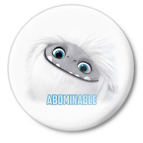 Значок с принтом ABOMINABLE (Эверест) ,  металл | круглая форма, металлическая застежка в виде булавки | abominable | детям | для детей | ети | йети | лу | мультфильм | отвратительный | чудовище | эверест