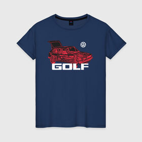 Женская футболка хлопок с принтом Golf , 100% хлопок | прямой крой, круглый вырез горловины, длина до линии бедер, слегка спущенное плечо | golf | golf gti | volkswagen | вольксваген | фолькс ваген | фольксваген