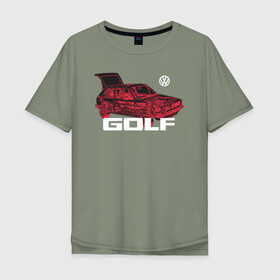 Мужская футболка хлопок Oversize с принтом Golf  , 100% хлопок | свободный крой, круглый ворот, “спинка” длиннее передней части | Тематика изображения на принте: golf | golf gti | volkswagen | вольксваген | фолькс ваген | фольксваген