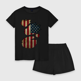 Женская пижама с шортиками хлопок с принтом USA inside , 100% хлопок | футболка прямого кроя, шорты свободные с широкой мягкой резинкой | amerika | fbi | nasa | russia | usa | америка | америки | внтури | россия | соединенные | страна | сша | флаг | штаты