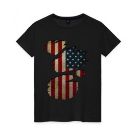 Женская футболка хлопок с принтом USA inside , 100% хлопок | прямой крой, круглый вырез горловины, длина до линии бедер, слегка спущенное плечо | amerika | fbi | nasa | russia | usa | америка | америки | внтури | россия | соединенные | страна | сша | флаг | штаты