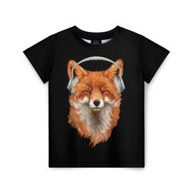 Детская футболка 3D с принтом Лиса в наушниках , 100% гипоаллергенный полиэфир | прямой крой, круглый вырез горловины, длина до линии бедер, чуть спущенное плечо, ткань немного тянется | Тематика изображения на принте: 20 | 2020 | 2k20 | 2к20 | animal | animals | forest | fox | headphones | music | new year | redhead | smile | животное | животные | зима | лес | лис | лиса | лисица | музыка | наушники | новый год | рыжая | смайл | улыбка | фыр